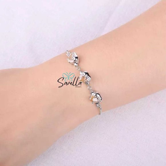 "BEE MY HONEY" SOLID STERLING 925 SILVER CINTRINE GEMSTONE BRACELET - Picture 4 of 7